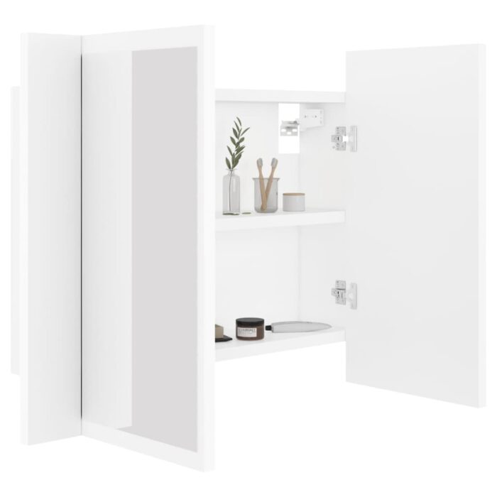 Armoire salle de bain à miroir LED Blanc 60x12x45 cm Acrylique – Image 5