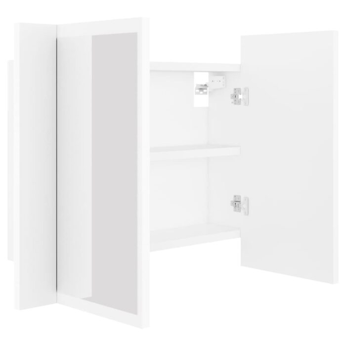 Armoire salle de bain à miroir LED Blanc 60x12x45 cm Acrylique – Image 9