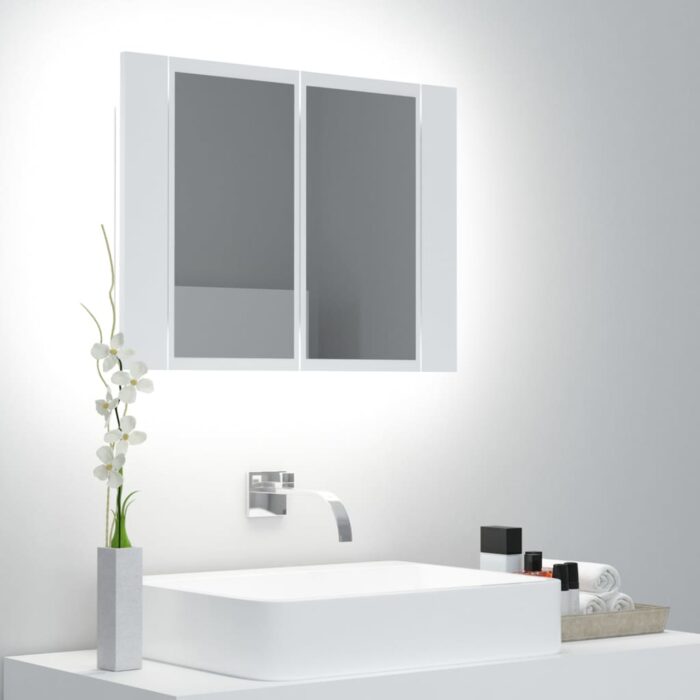 Armoire salle de bain à miroir LED Blanc 60x12x45 cm Acrylique – Image 1