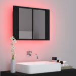 Armoire à miroir de salle de bain LED Noir 60x12x45 Acrylique – Image 2