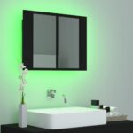 Armoire à miroir de salle de bain LED Noir 60x12x45 Acrylique – Image 3