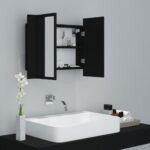 Armoire à miroir de salle de bain LED Noir 60x12x45 Acrylique – Image 4