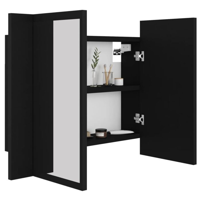 Armoire à miroir de salle de bain LED Noir 60x12x45 Acrylique – Image 5