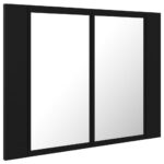 Armoire à miroir de salle de bain LED Noir 60x12x45 Acrylique – Image 6