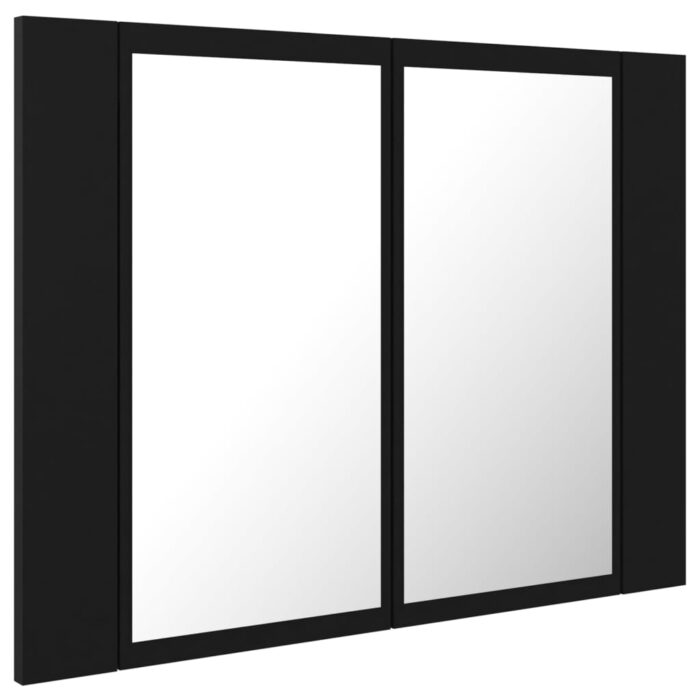 Armoire à miroir de salle de bain LED Noir 60x12x45 Acrylique – Image 6