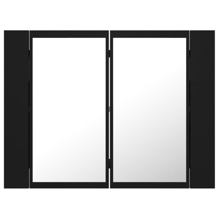 Armoire à miroir de salle de bain LED Noir 60x12x45 Acrylique – Image 7
