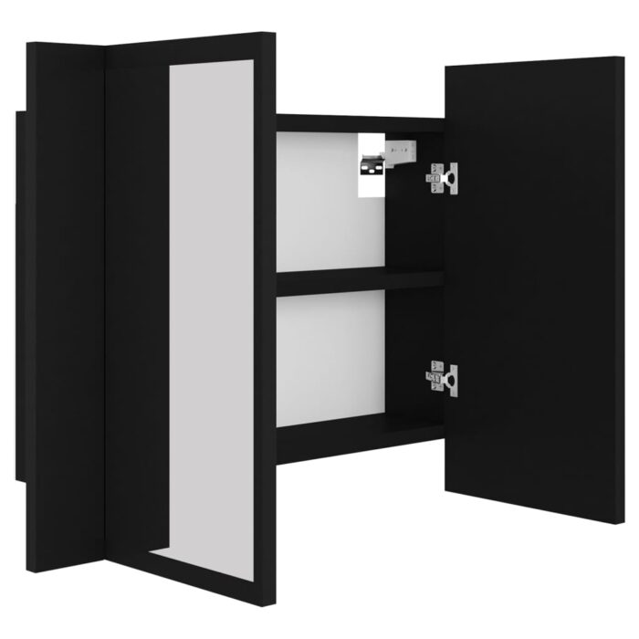 Armoire à miroir de salle de bain LED Noir 60x12x45 Acrylique – Image 9