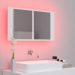Armoire salle de bain à miroir LED Blanc 80x12x45 cm Acrylique – Image 3