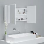 Armoire salle de bain à miroir LED Blanc 80x12x45 cm Acrylique – Image 4