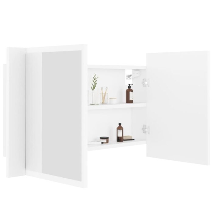 Armoire salle de bain à miroir LED Blanc 80x12x45 cm Acrylique – Image 5