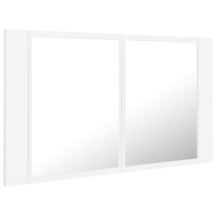 Armoire salle de bain à miroir LED Blanc 80x12x45 cm Acrylique – Image 6