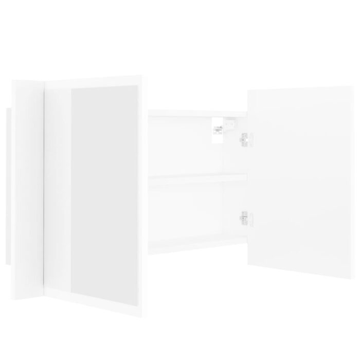 Armoire salle de bain à miroir LED Blanc 80x12x45 cm Acrylique – Image 9