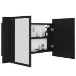 Armoire à miroir de salle de bain LED Noir 80x12x45 Acrylique – Image 5