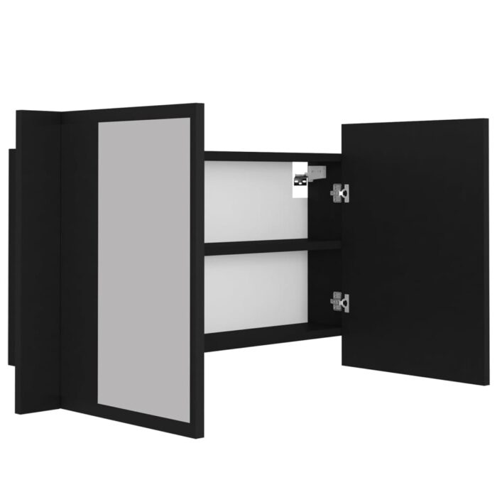 Armoire à miroir de salle de bain LED Noir 80x12x45 Acrylique – Image 9