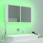Armoire salle de bain à miroir LED Blanc 90x12x45 cm Acrylique – Image 2
