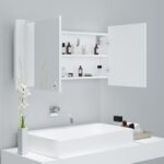 Armoire salle de bain à miroir LED Blanc 90x12x45 cm Acrylique – Image 4