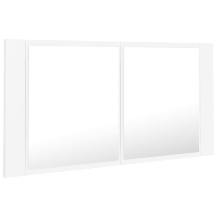 Armoire salle de bain à miroir LED Blanc 90x12x45 cm Acrylique – Image 6