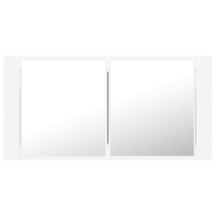 Armoire salle de bain à miroir LED Blanc 90x12x45 cm Acrylique – Image 7