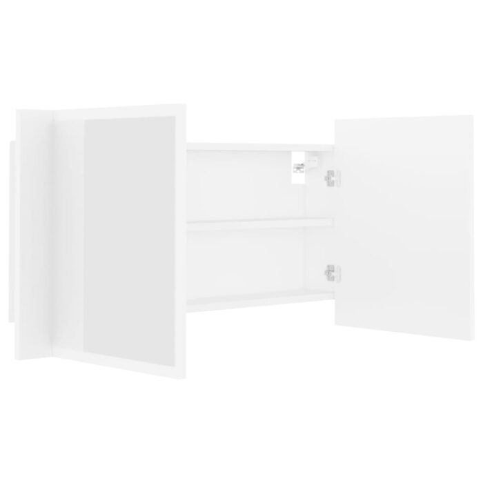Armoire salle de bain à miroir LED Blanc 90x12x45 cm Acrylique – Image 9