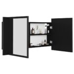 Armoire à miroir de salle de bain LED Noir 90x12x45 Acrylique – Image 5