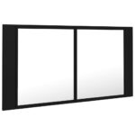 Armoire à miroir de salle de bain LED Noir 90x12x45 Acrylique – Image 6