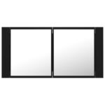 Armoire à miroir de salle de bain LED Noir 90x12x45 Acrylique – Image 7