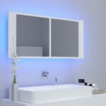 Armoire salle de bain à miroir LED Blanc 100x12x45 cm Acrylique – Image 3