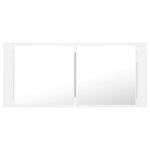 Armoire salle de bain à miroir LED Blanc 100x12x45 cm Acrylique – Image 7
