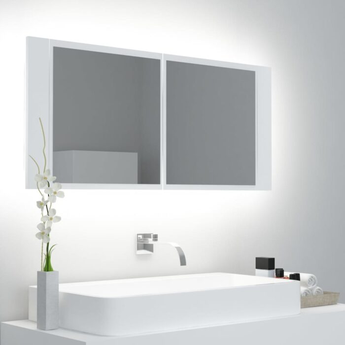 VXL8720286221655_m_en_hd_1.jpg Armoire salle de bain à miroir LED Blanc 100x12x45 cm Acrylique – Image 1