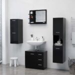 Miroir de salle de bain noir 60x10,5x45 cm bois d’ingénierie – Image 2