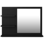 Miroir de salle de bain noir 60x10,5x45 cm bois d’ingénierie – Image 3