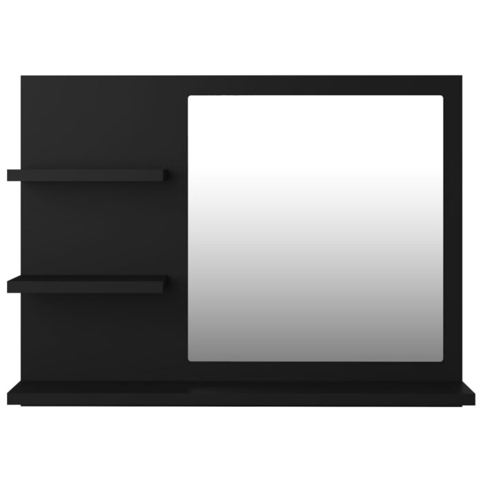 Miroir de salle de bain noir 60x10,5x45 cm bois d’ingénierie – Image 3