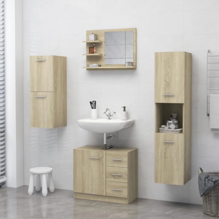 Miroir de salle de bain chêne sonoma bois d’ingénierie – Image 2