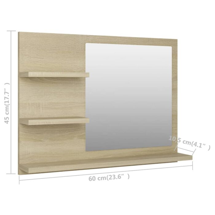 Miroir de salle de bain chêne sonoma bois d’ingénierie – Image 5