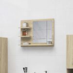 Miroir de salle de bain chêne sonoma bois d’ingénierie