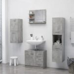Miroir de salle de bain gris béton 60x10,5x45cm bois ingénierie – Image 2