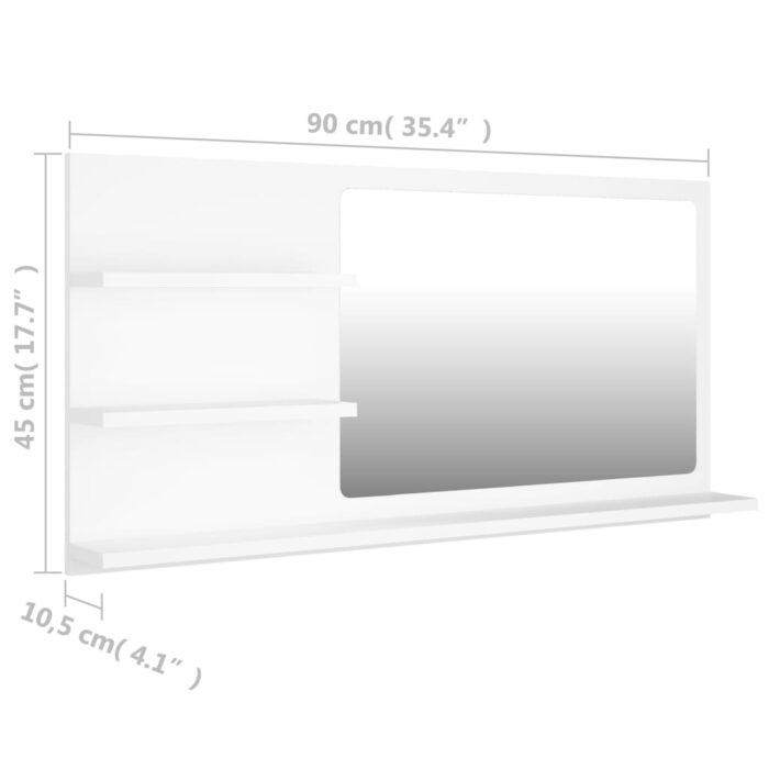Miroir de salle de bain blanc 90x10,5x45 cm bois d’ingénierie – Image 5