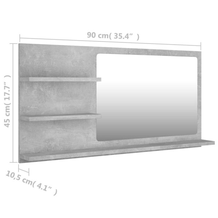 Miroir de salle de bain gris béton bois d’ingénierie – Image 5