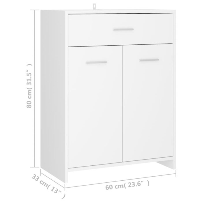 Armoire de salle de bain blanc 60x33x80 cm bois d’ingénierie – Image 7