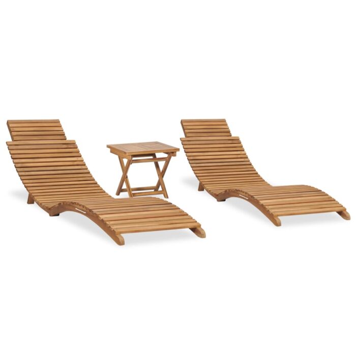 Salon de jardin pliable 3 pcs Bois de teck solide – Image 1