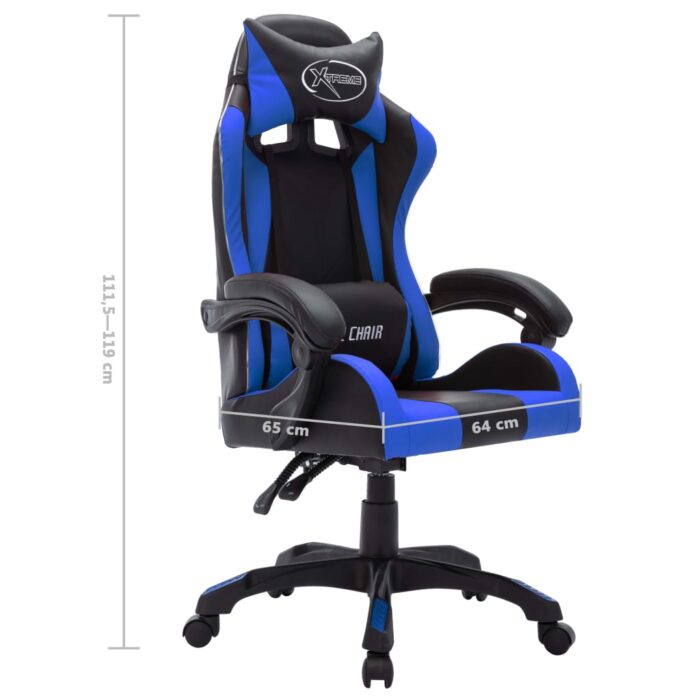 Fauteuil de jeux vidéo avec LED RVB Bleu et noir Similicuir – Image 10