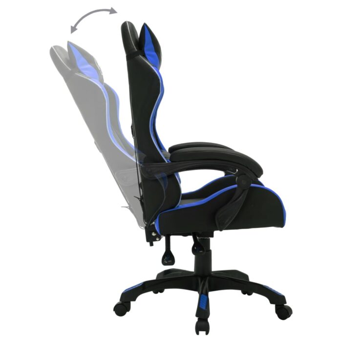 Fauteuil de jeux vidéo avec LED RVB Bleu et noir Similicuir – Image 4