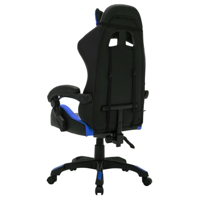 Fauteuil de jeux vidéo avec LED RVB Bleu et noir Similicuir – Image 5