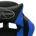 Fauteuil de jeux vidéo avec LED RVB Bleu et noir Similicuir – Image 6