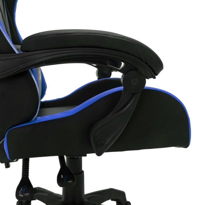 Fauteuil de jeux vidéo avec LED RVB Bleu et noir Similicuir – Image 7