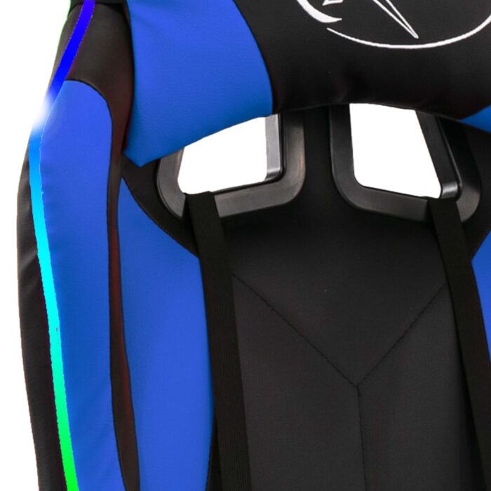 Fauteuil de jeux vidéo avec LED RVB Bleu et noir Similicuir – Image 8
