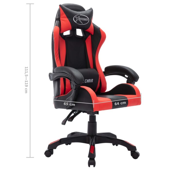 Fauteuil de jeux vidéo avec LED RVB Rouge et noir Similicuir – Image 10
