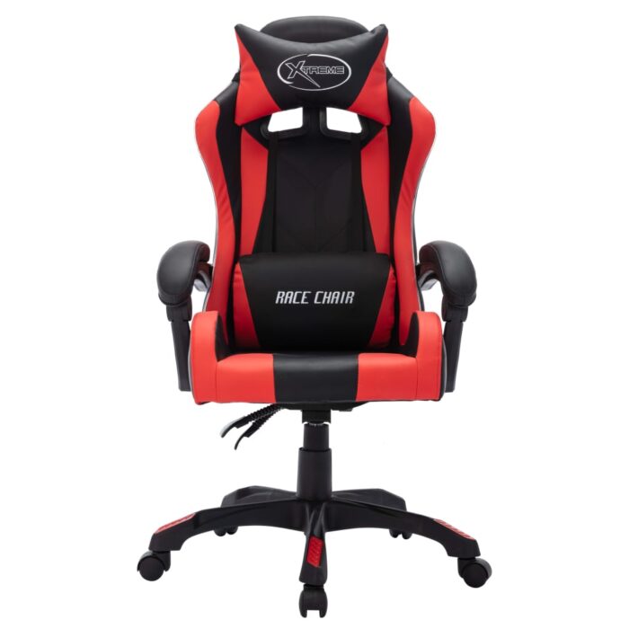 Fauteuil de jeux vidéo avec LED RVB Rouge et noir Similicuir – Image 3