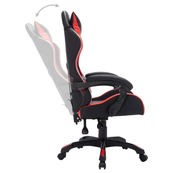 Fauteuil de jeux vidéo avec LED RVB Rouge et noir Similicuir – Image 4