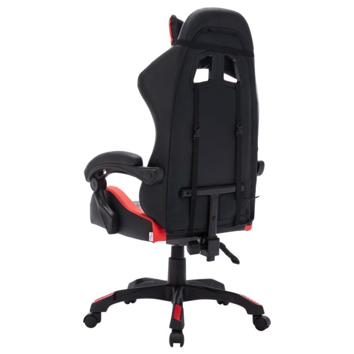 Fauteuil de jeux vidéo avec LED RVB Rouge et noir Similicuir – Image 5